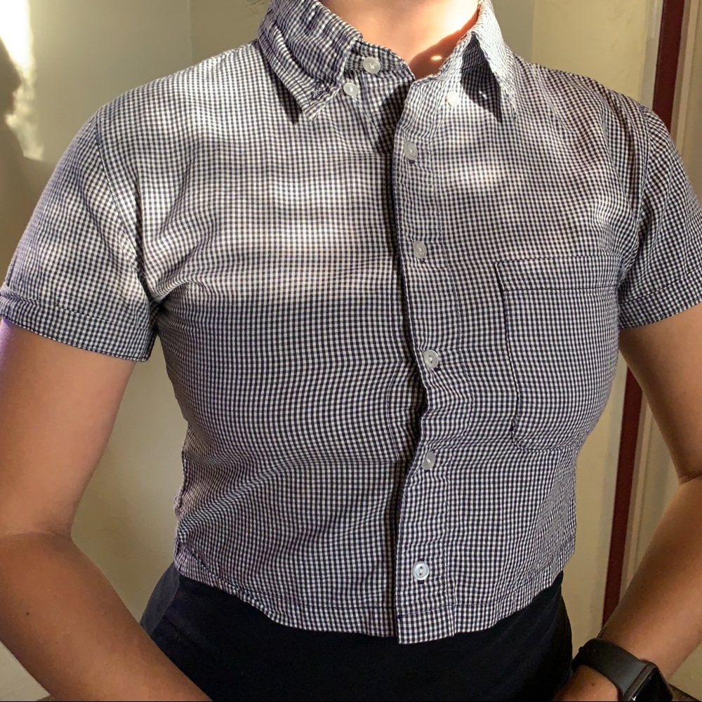 CROP BUTTON UP GINGHAM